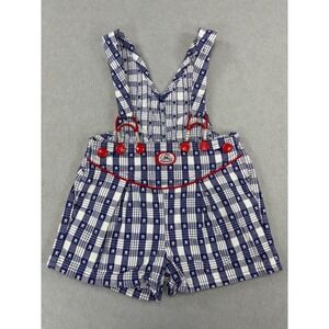 Vintage Oshkosh B'Gosh 3T Red White & Blue Stars Sailor Vestbak Shortalls